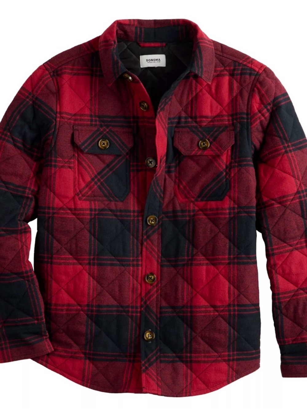 Sonoma Red & Black Plaid Quilted Shirt Jacket